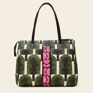 Orla Kiely Watson Tote Bag Winter Forest Green